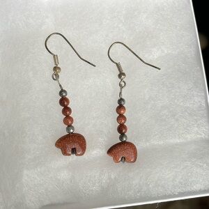 Native American Sandstone Bear Earrings